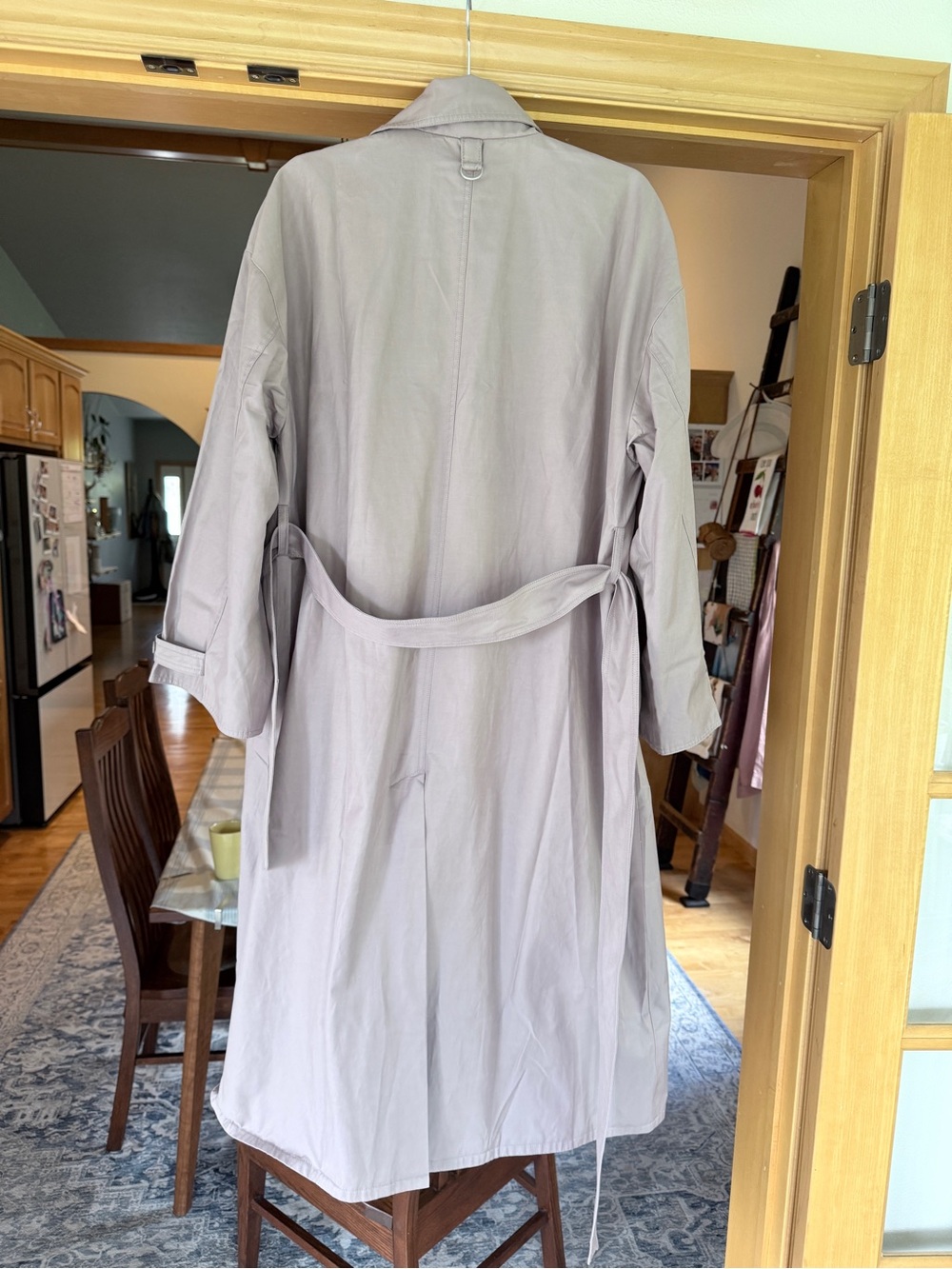 Maeve Mauve Double-Breasted Long Trench Coat - Picture 5 of 5